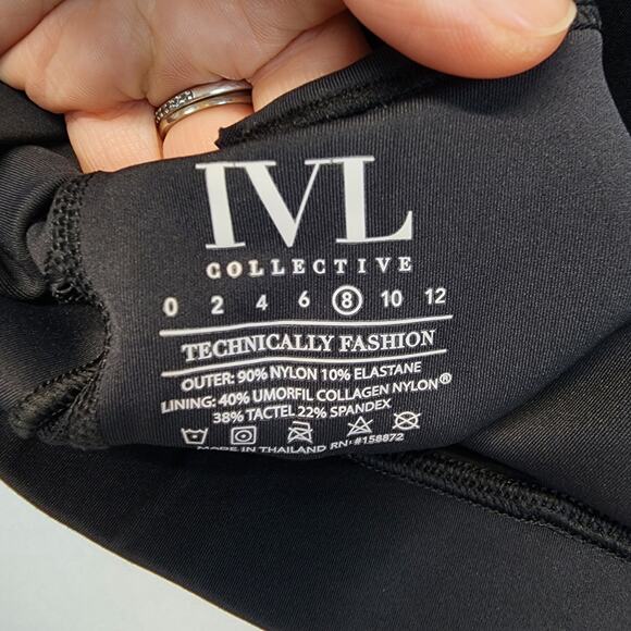 IVL Collective Mesh Cutout Sports Bra Size 8 Black Non Padded UPF 50+ Wicking - Picture 7 of 7